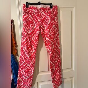 Lilly Pulitzer Red and White Straight Leg Jeans